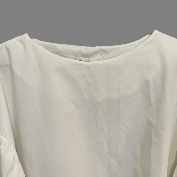 White Cotton Balloon Sleeve Formal Top - Picture 3 of 6